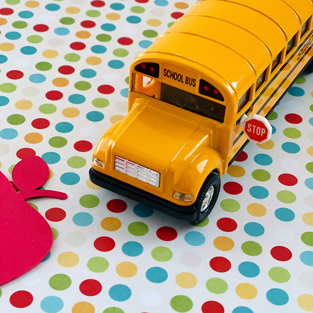 kids school bus pull back toy