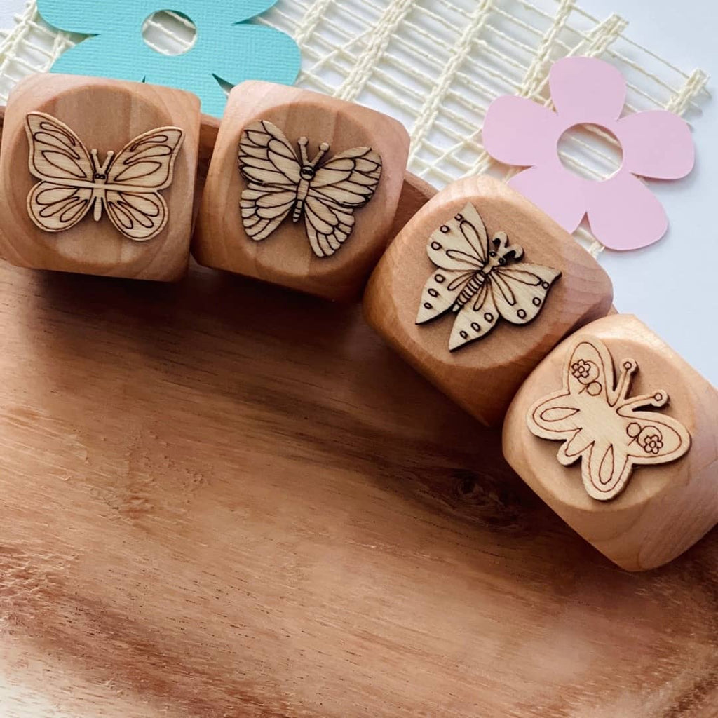 wooden butterfly childrens play dough stamps set
