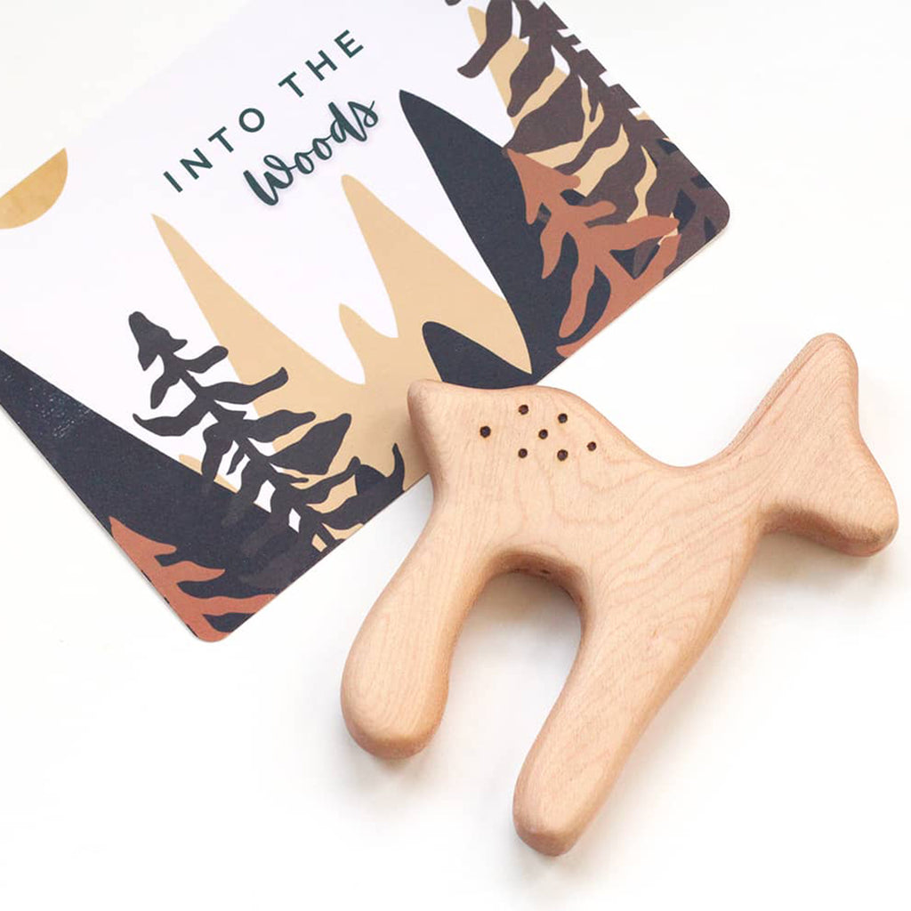 wooden deer teething toy for babies and toddlers