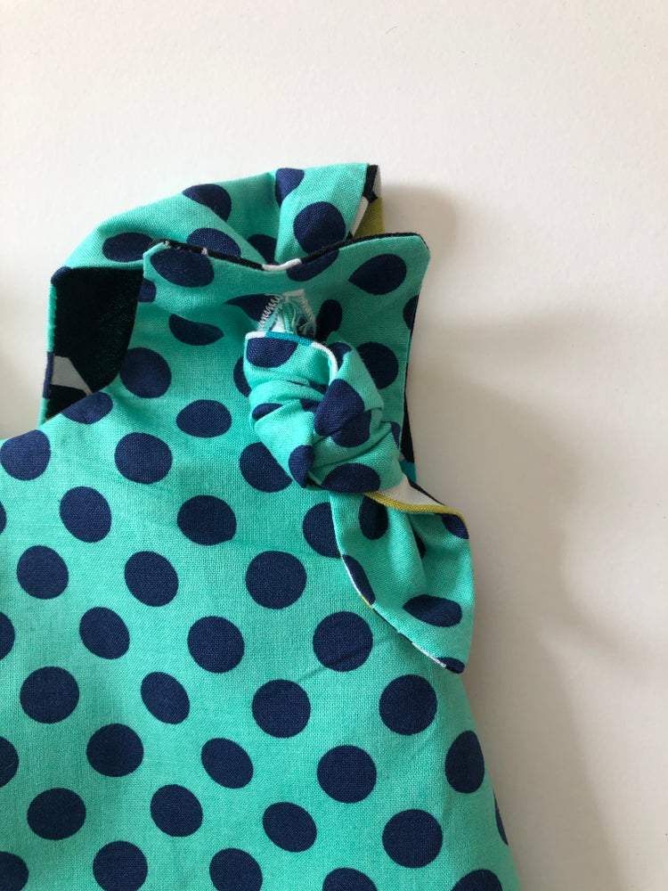 mint green toddler dress strap detail