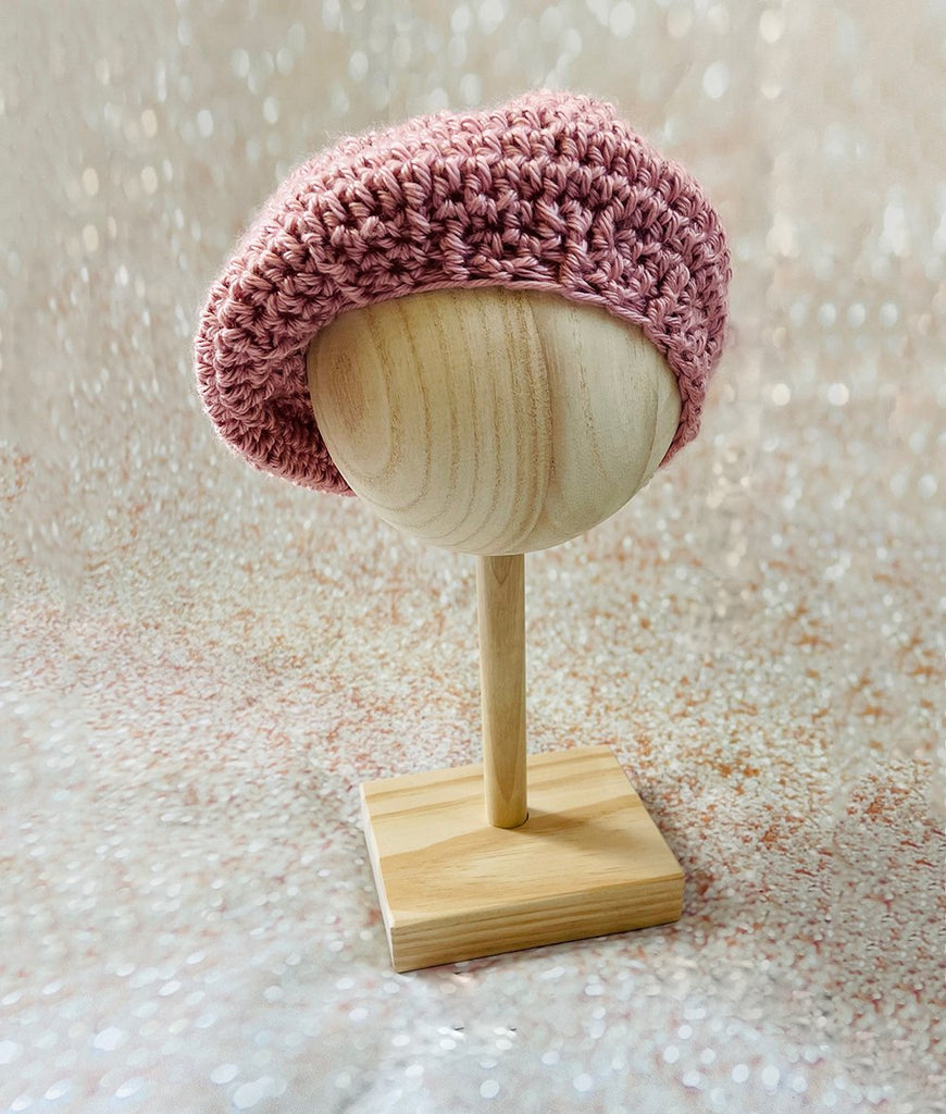 rose colored beret hat for babies and toddlers