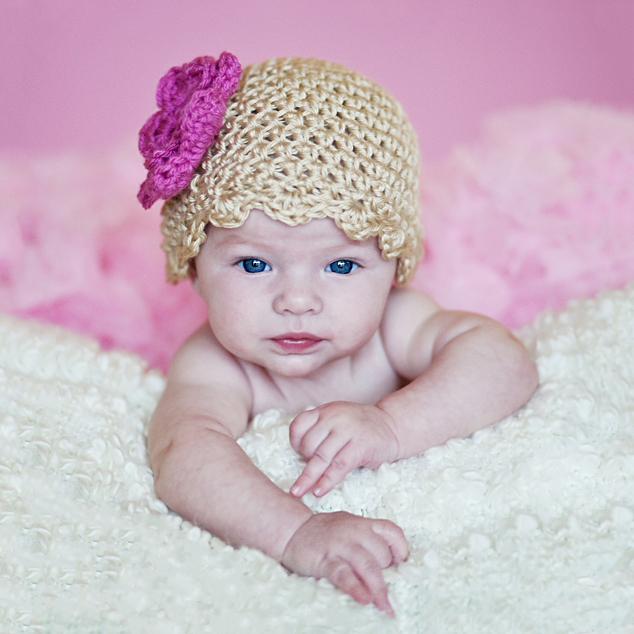 tan crochet hat for baby girls