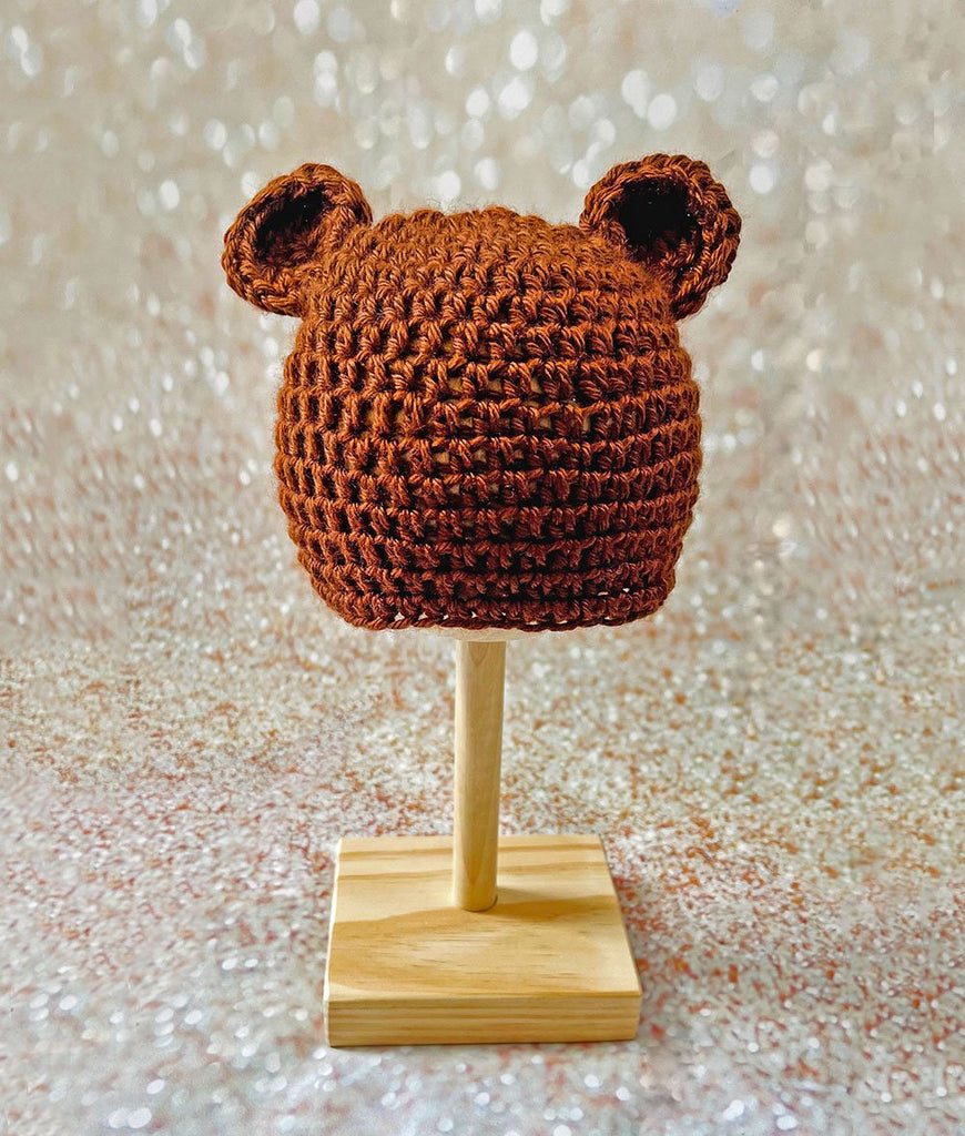Dark brown baby style bear hat with ears