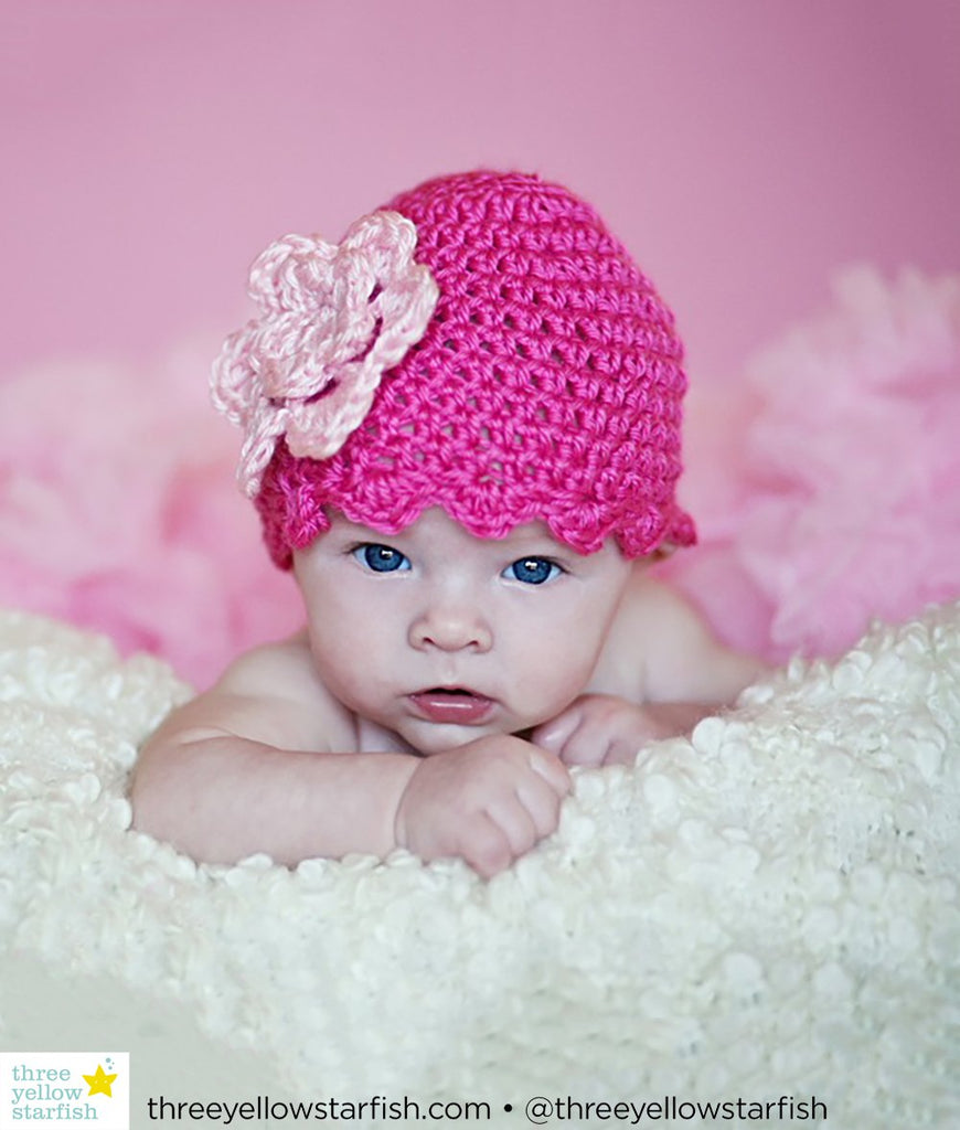 hot pink crochet hat for baby girls
