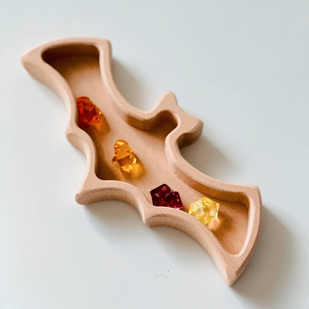 bat shaped wooden Montessori sorting tray for kids