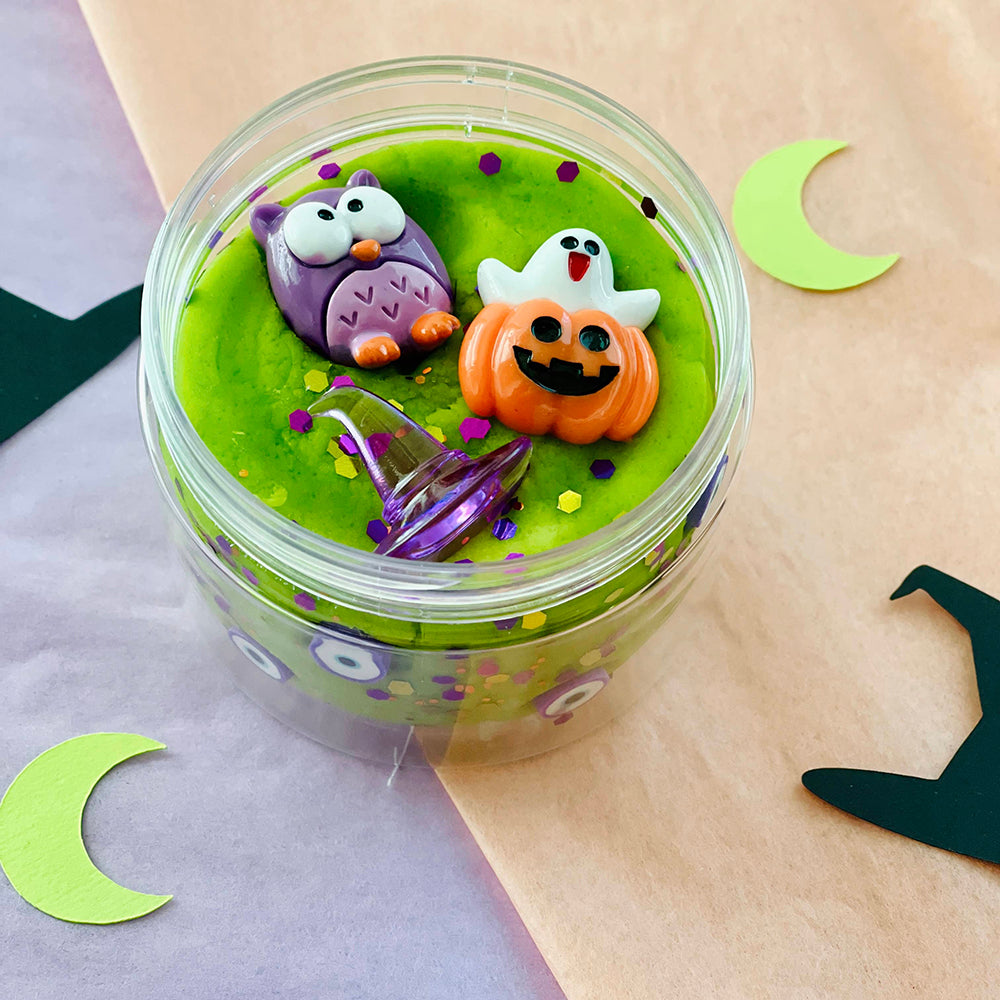 green sour apple scented play dough jar Halloween basket filler