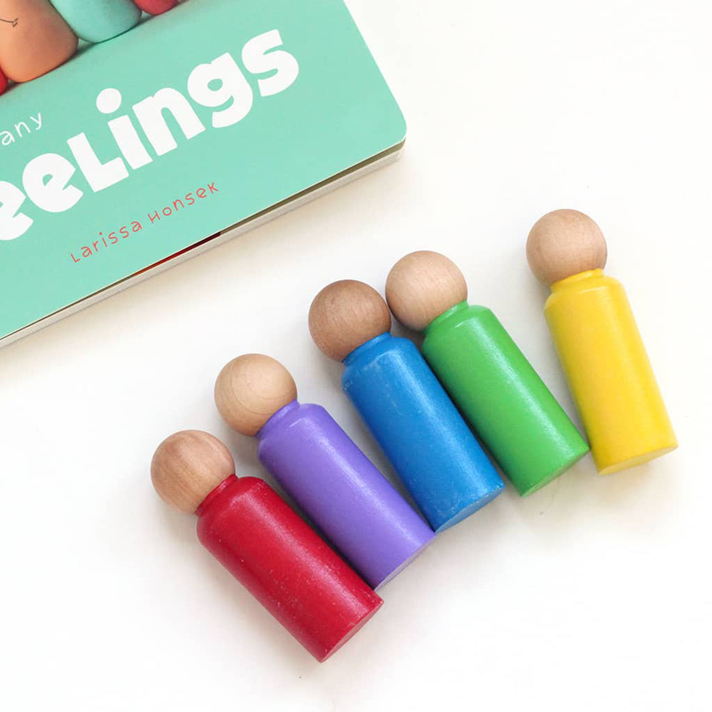 5 large rainbow peg dolls for toddlers