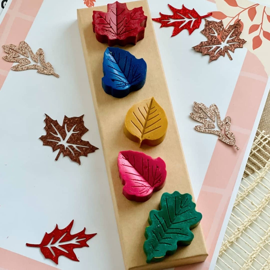 colorful leaf crayon play set for kids
