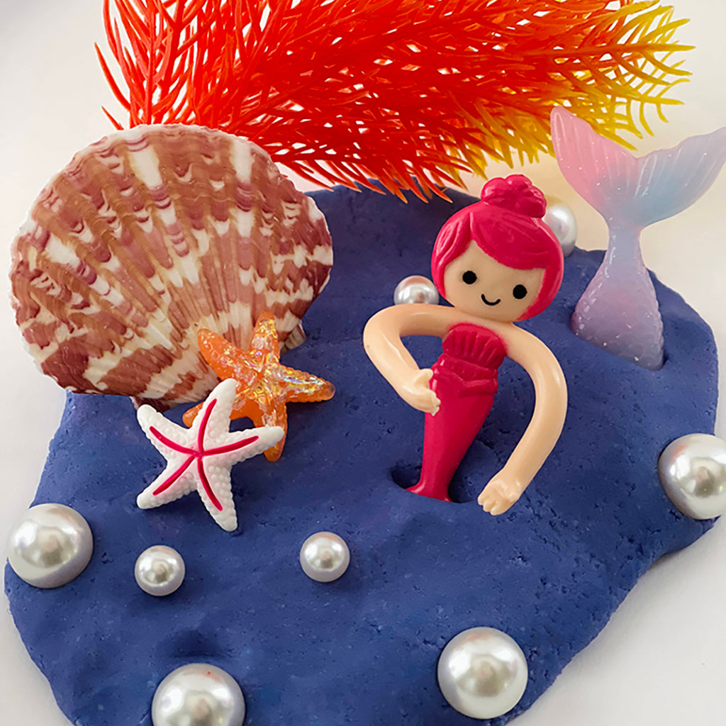 purple mermaid playdough sensory kit for kids