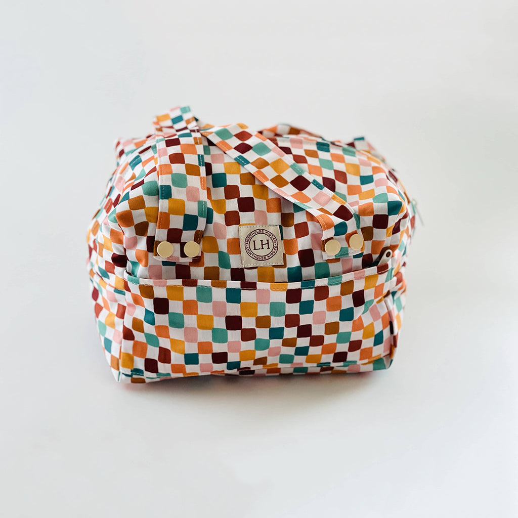 checker print mini baby diaper bag for moms