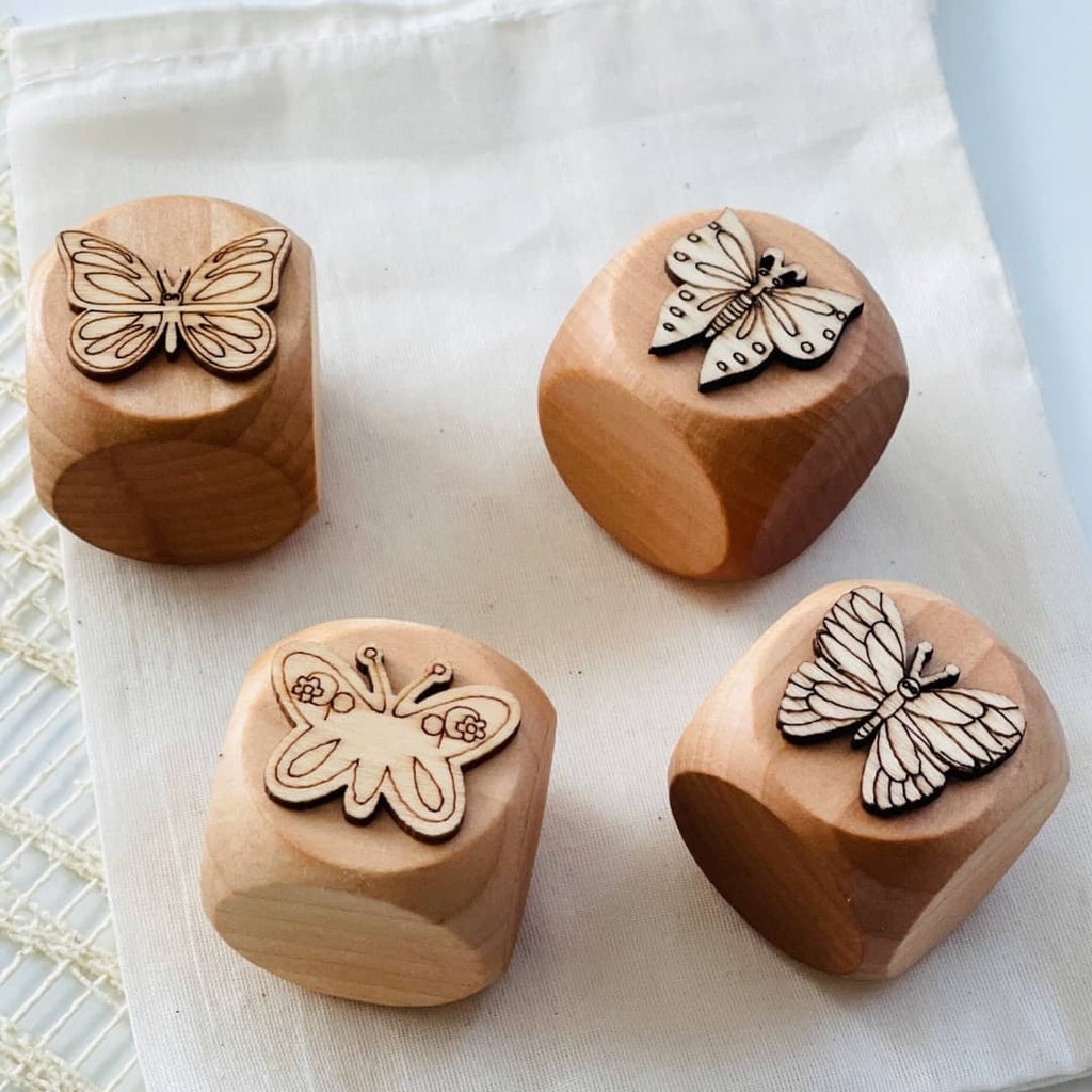 wooden butterfly large play dough stamper set