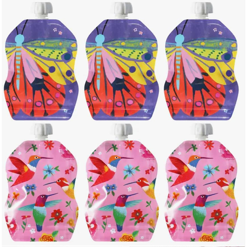 spring themed reusable food pouches for kids