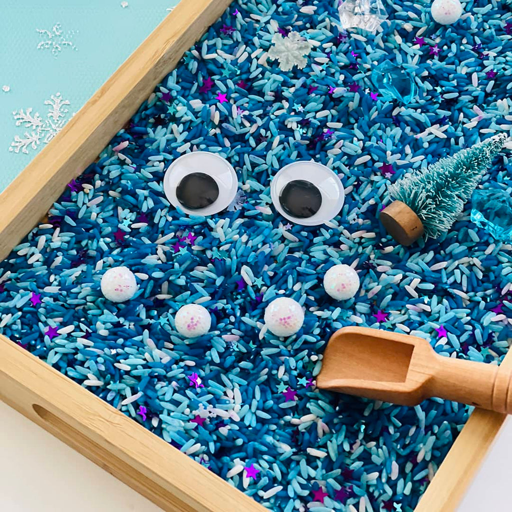 winter themed sensory rice play kit loose parts open ended play