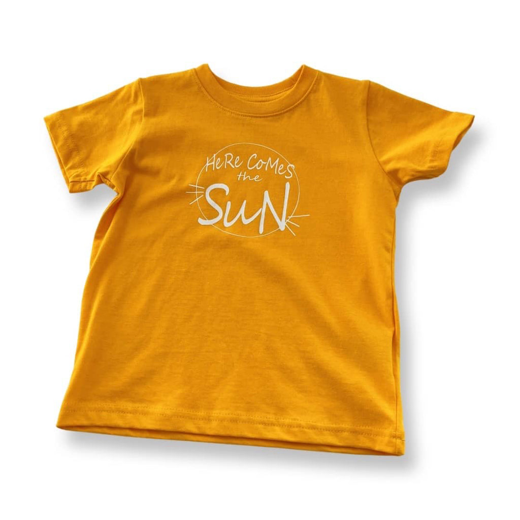 Here Comes The Sun yellow kids shirt