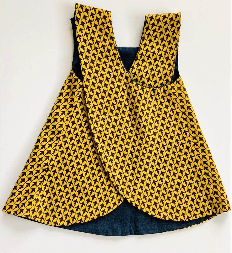 mustard and denim dress for girls
