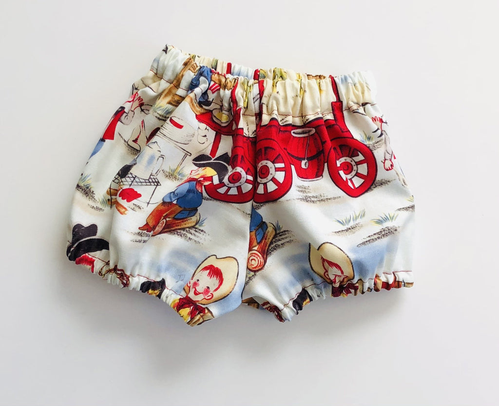 cowboy outfit baby boy bloomers with vintage cowboy print