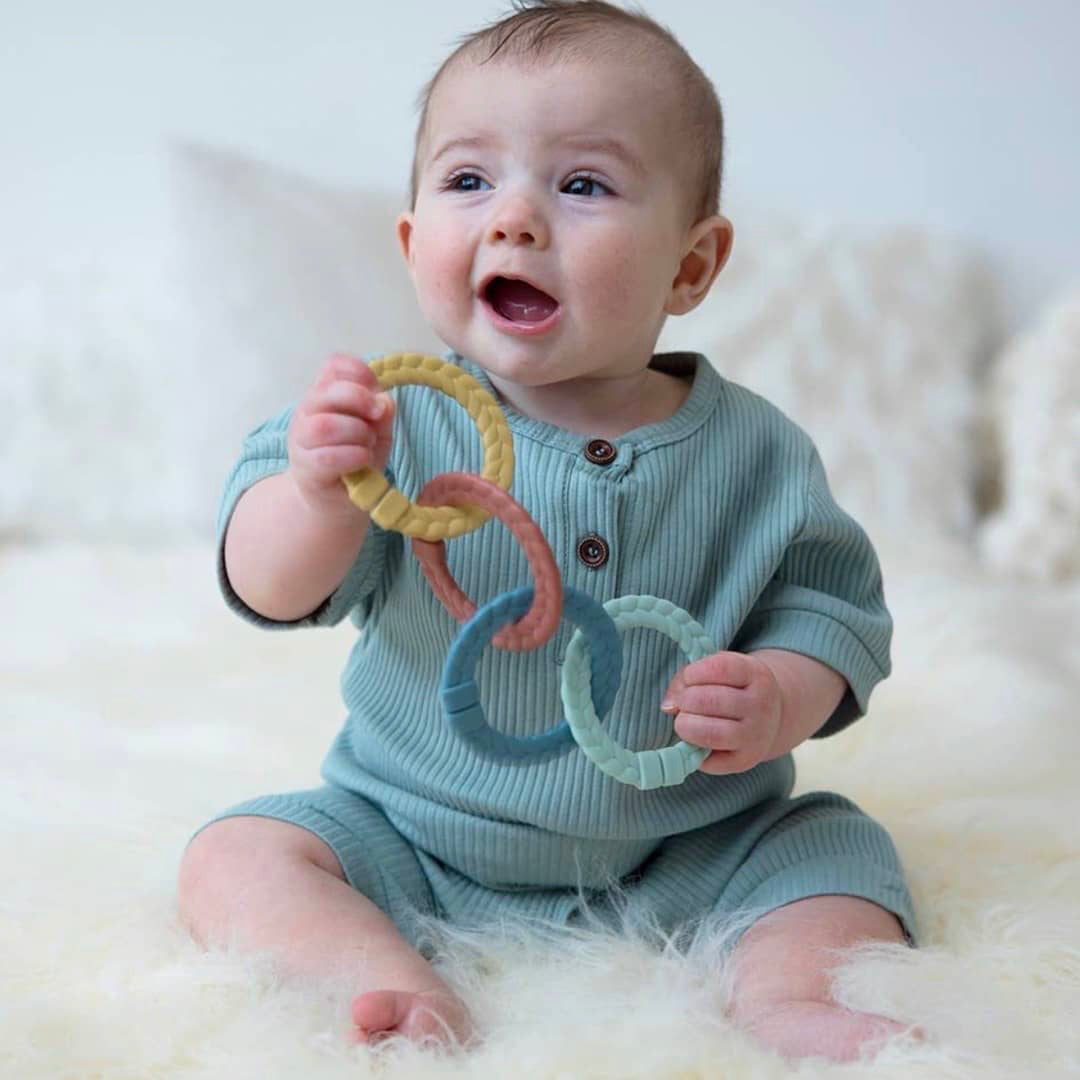 Baby Interlocking Rings Activity For Infants - Linking Ring Set - Three Yellow Starfish