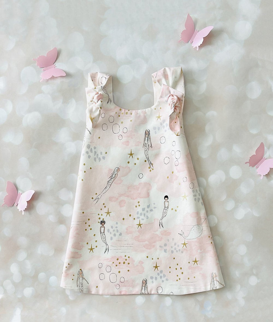 Blush pink and white mermaid dress for girls
