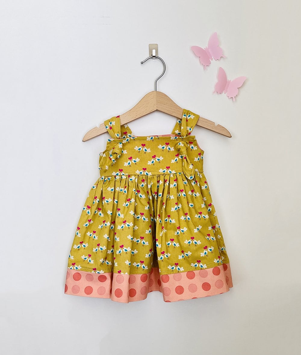 Olive Green Dress for Girls | Three Yellow Starfish 6-12 months Olive Green Dress for Girls | Three Yellow Starfish 6-12 months
