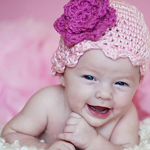 light pink crochet hat for baby girls