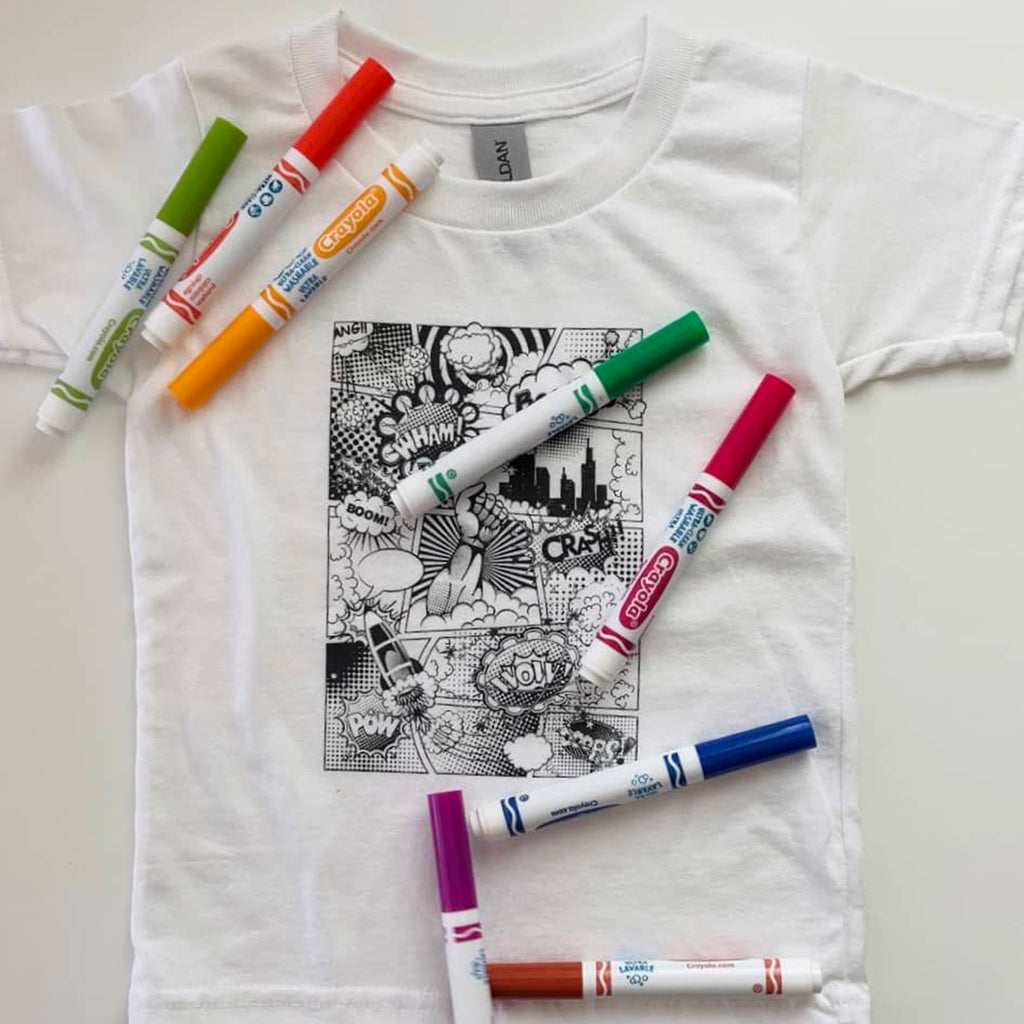 color in t shirt and washable markers activity set for kids