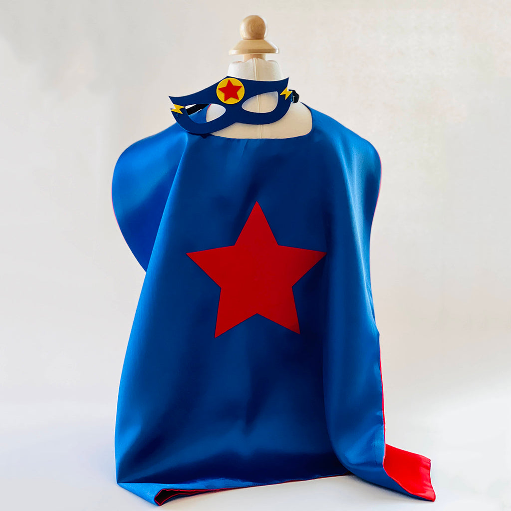 kids superhero cape and mask set