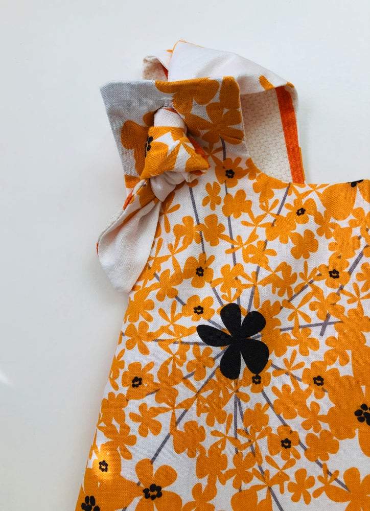 orange dress for girls strap detail