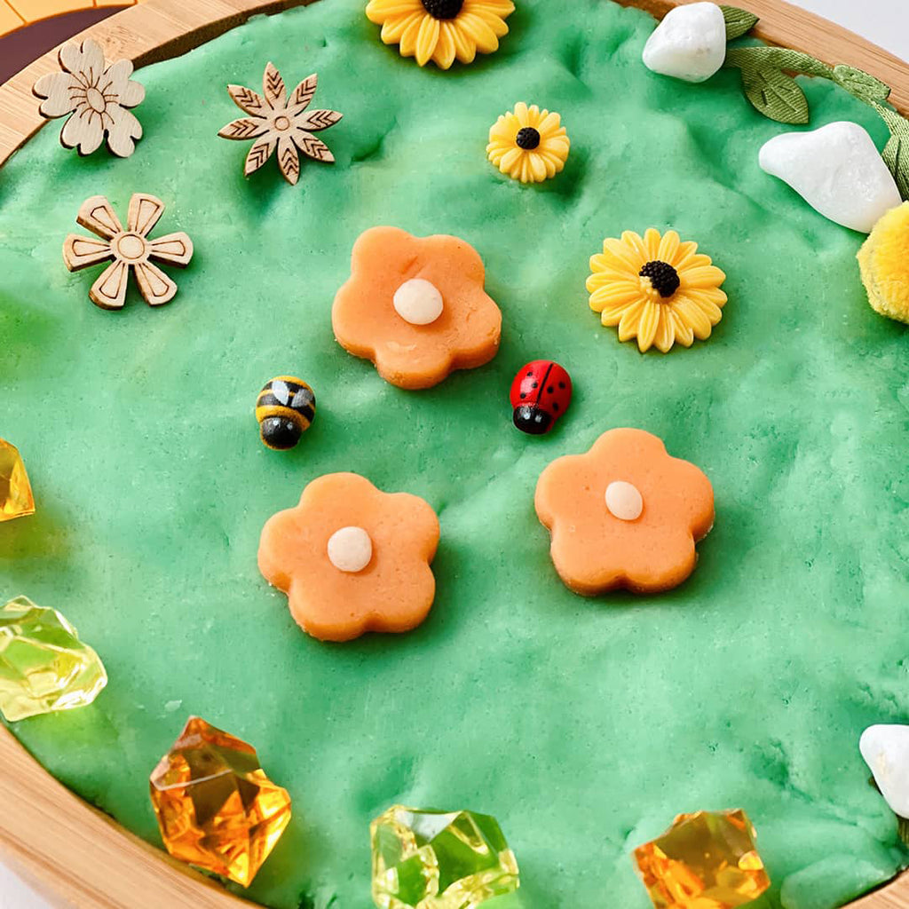 garden themed sensory play dough for kids