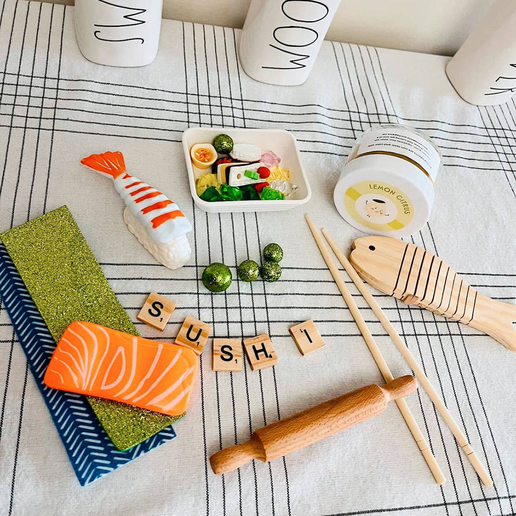 sushi themed scented sensory playdough kit