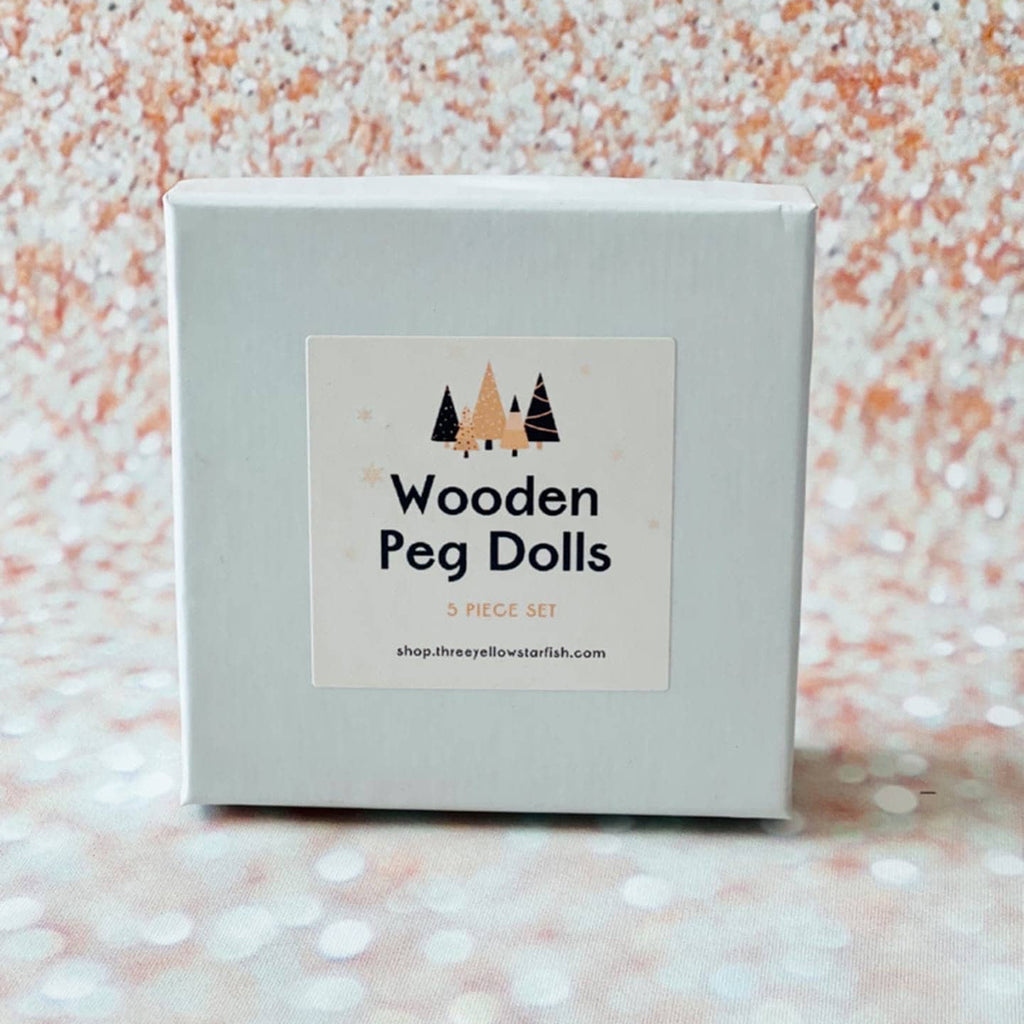 montessori wooden peg dolls in white gift box