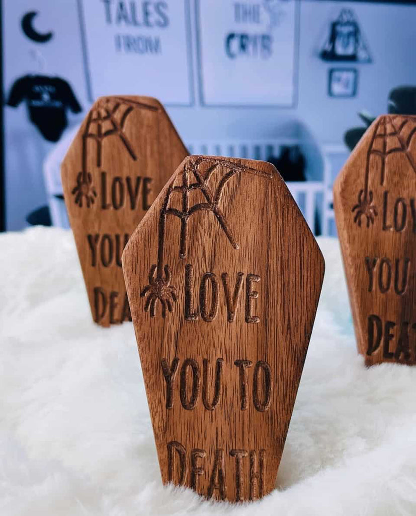 Love You To Death wooden teether for baby